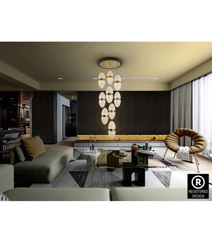 Garden Cluster Pendant Ceiling 9 Light Black Bronze LED 3000K-7