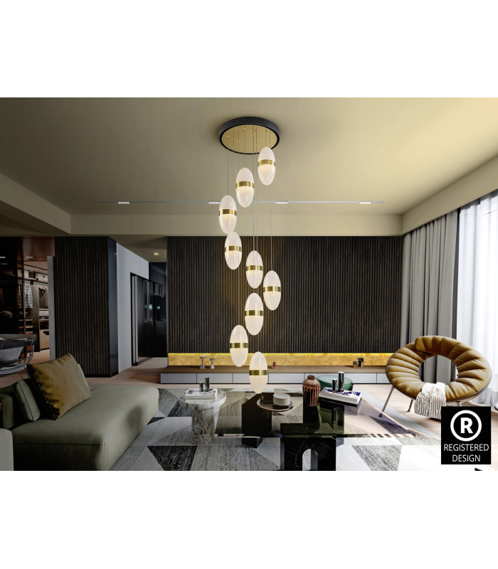 Garden Cluster Pendant Ceiling 9 Light Black Bronze LED 3000K-8