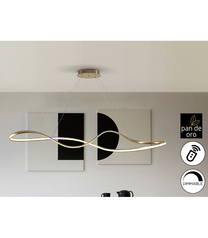 Lia Bar Pendant Ceiling Light Gold Leaf LED 2700-5000K Remote Control-2