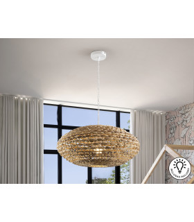 Nana Wire Frame Pendant Ceiling Light Rattan 1xE27 900lm-1