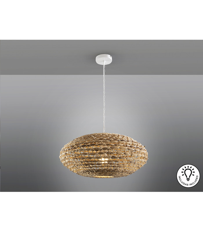 Nana Wire Frame Pendant Ceiling Light Rattan 1xE27 900lm-4
