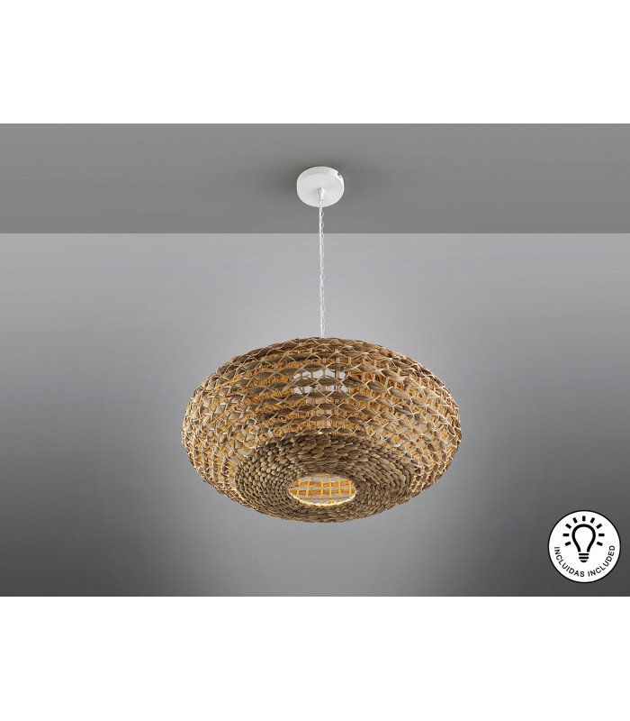 Nana Wire Frame Pendant Ceiling Light Rattan 1xE27 900lm-5