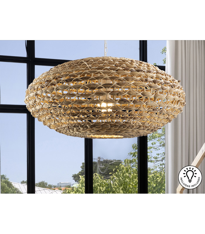Nana Wire Frame Pendant Ceiling Light Rattan 1xE27 900lm-6