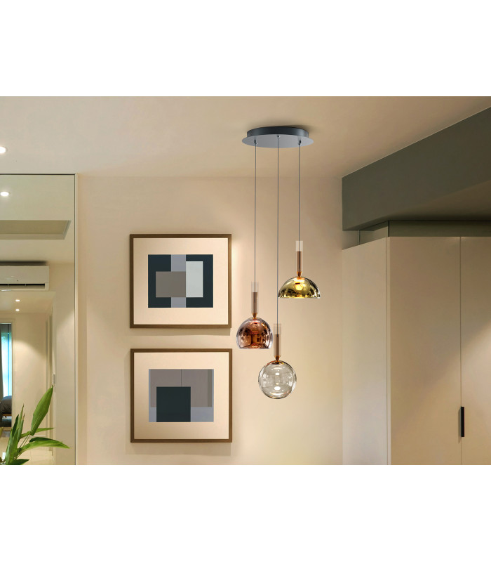 Charlize Cluster Pendant Ceiling 3 Light Multi Colour LED 3000K-1