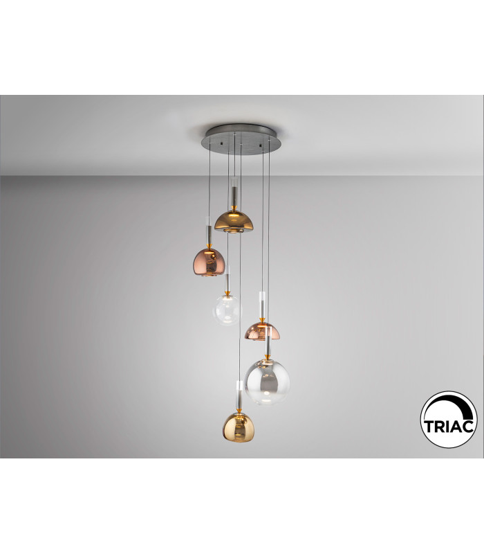 Charlize Cluster Pendant Ceiling 6 Light Multi Colour LED 3000K-3
