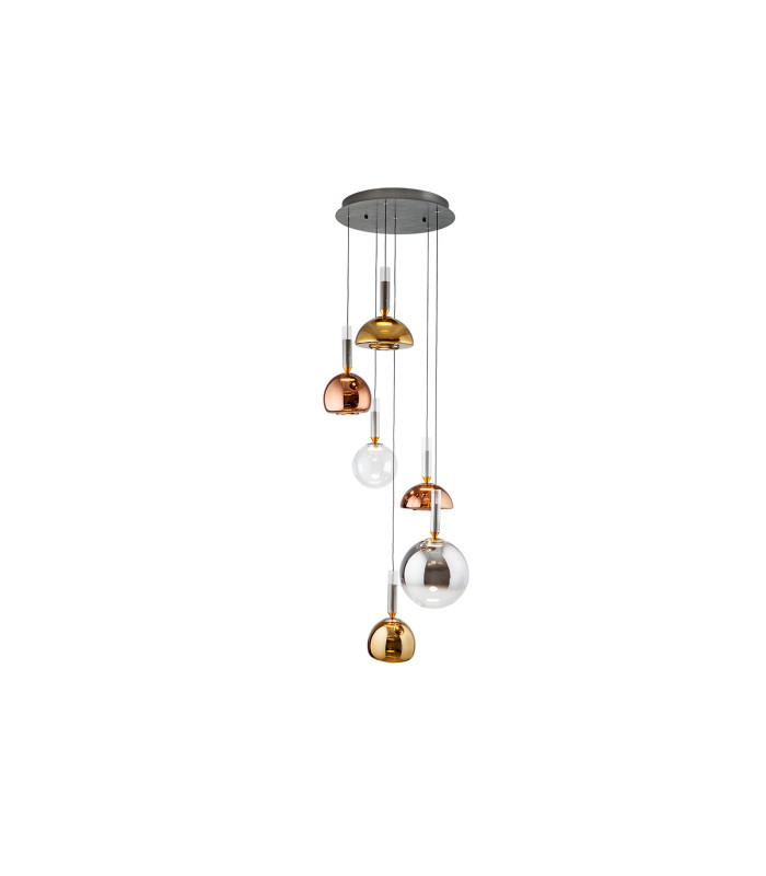 Charlize Cluster Pendant Ceiling 6 Light Multi Colour LED 3000K-5