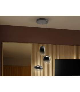 Onice Cluster Pendant Ceiling 3 Light Black Smoke LED 3000K-1