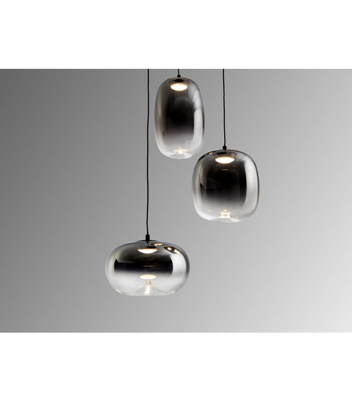 Onice Cluster Pendant Ceiling 3 Light Black Smoke LED 3000K-4