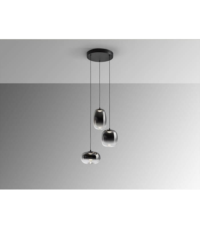Onice Cluster Pendant Ceiling 3 Light Black Smoke LED 3000K-5