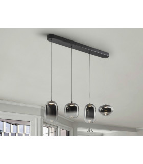 Onice Bar Pendant Ceiling 4 Light Black Smoke LED 3000K-1