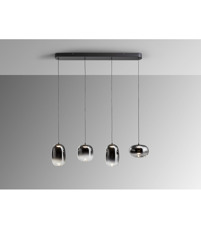 Onice Bar Pendant Ceiling 4 Light Black Smoke LED 3000K-4