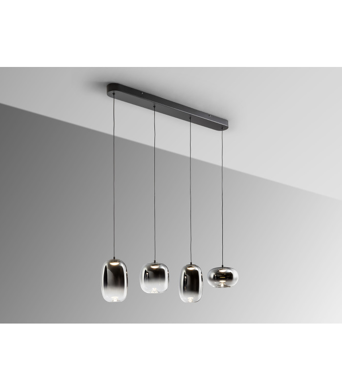 Onice Bar Pendant Ceiling 4 Light Black Smoke LED 3000K-5