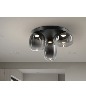 Onice Shade Cluster Ceiling 3 Light Black Smoke LED 3000K-1