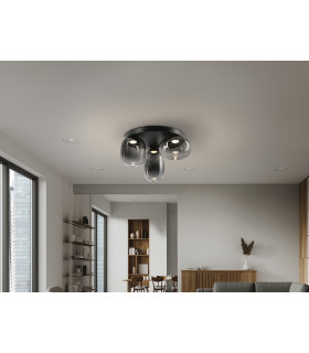 Onice Shade Cluster Ceiling 3 Light Black Smoke LED 3000K-2