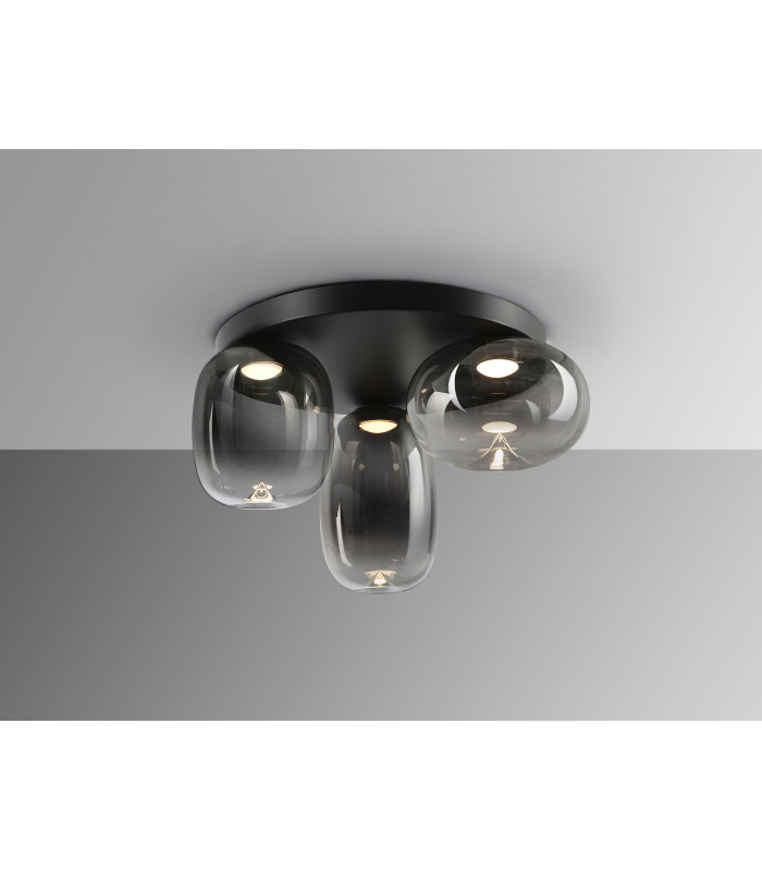 Onice Shade Cluster Ceiling 3 Light Black Smoke LED 3000K-4