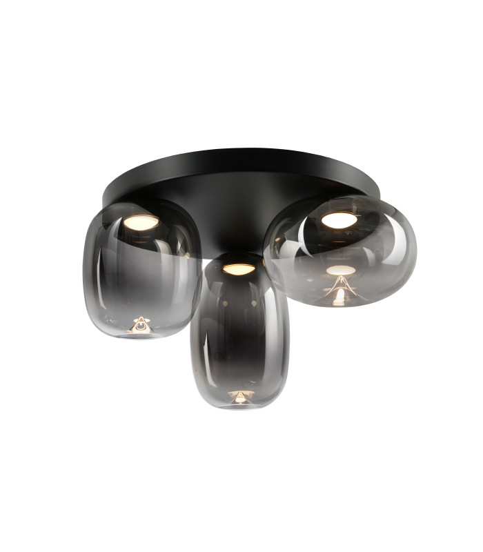 Onice Shade Cluster Ceiling 3 Light Black Smoke LED 3000K-5