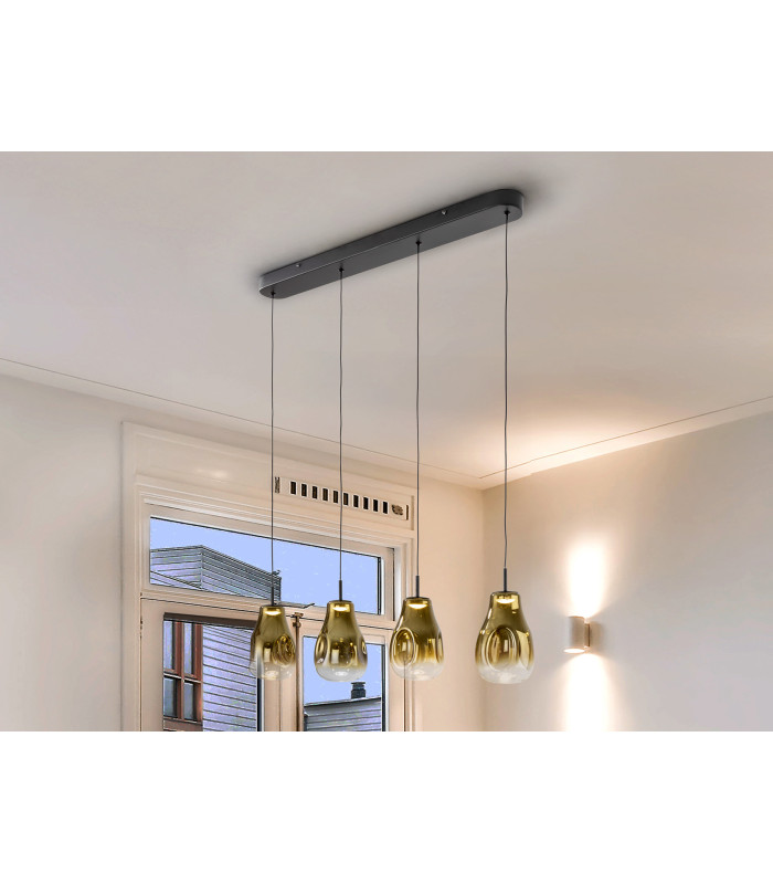 Aledis Bar Pendant Ceiling 4 Light Black Gold LED 3000K-1