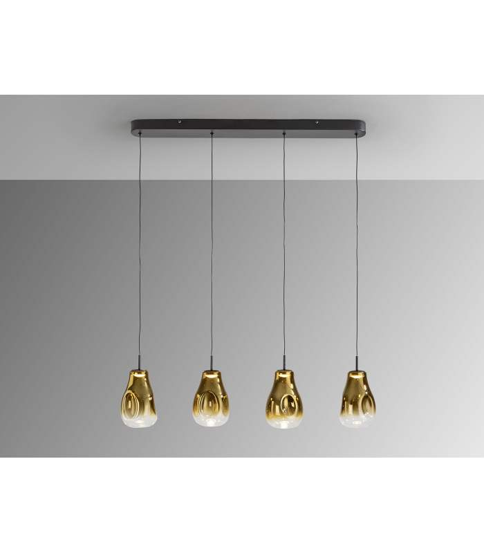Aledis Bar Pendant Ceiling 4 Light Black Gold LED 3000K-4