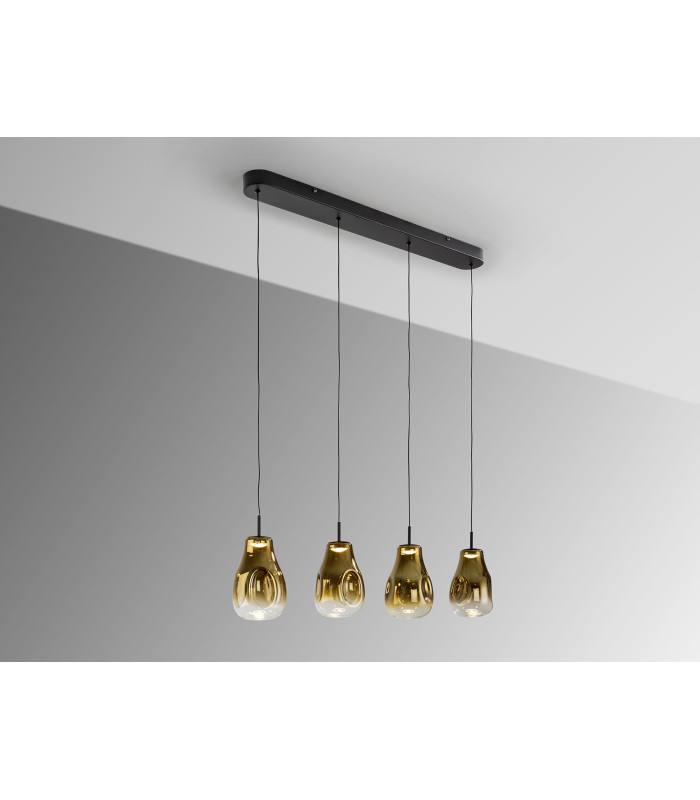 Aledis Bar Pendant Ceiling 4 Light Black Gold LED 3000K-5