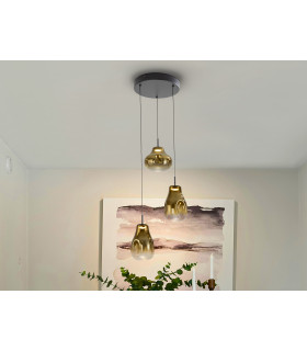 Aledis Cluster Pendant Ceiling 3 Light Black Gold LED 3000K-1