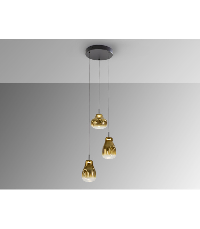 Aledis Cluster Pendant Ceiling 3 Light Black Gold LED 3000K-4