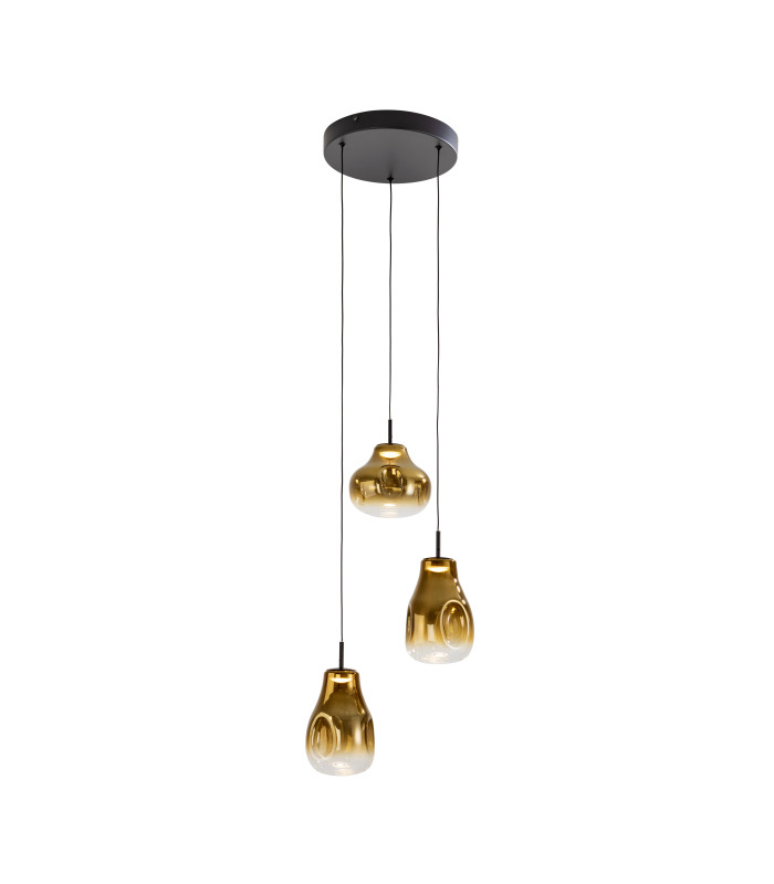 Aledis Cluster Pendant Ceiling 3 Light Black Gold LED 3000K-5