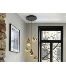 Aledis Cluster Pendant Ceiling 5 Light Black Gold LED 3000K-1