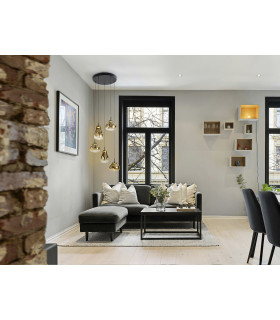 Aledis Cluster Pendant Ceiling 5 Light Black Gold LED 3000K-2