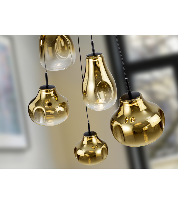 Aledis Cluster Pendant Ceiling 5 Light Black Gold LED 3000K-3