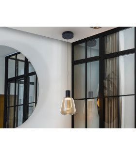 Carisa Slim Pendant Ceiling Light Black LED 3000K-1