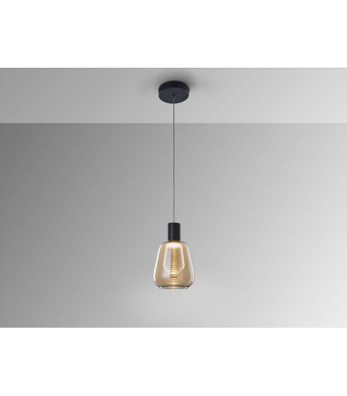 Carisa Slim Pendant Ceiling Light Black LED 3000K-3