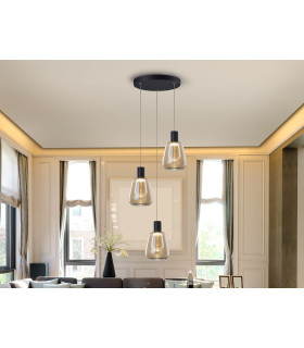 Carisa Cluster Pendant Ceiling 3 Light Black LED 3000K-1