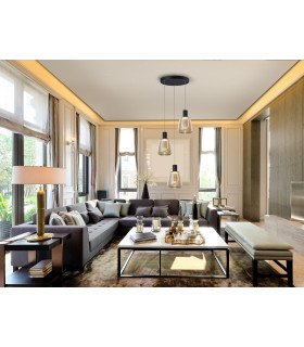 Carisa Cluster Pendant Ceiling 3 Light Black LED 3000K-2