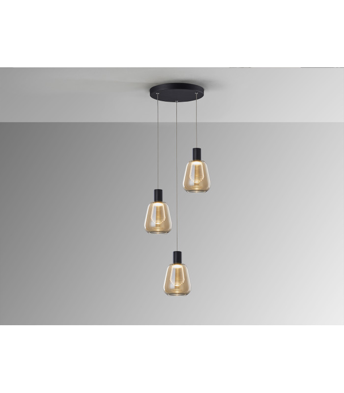 Carisa Cluster Pendant Ceiling 3 Light Black LED 3000K-3