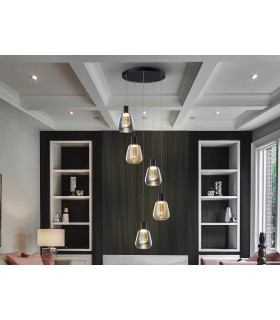 Carisa Cluster Pendant Ceiling 5 Light Black LED 3000K-1