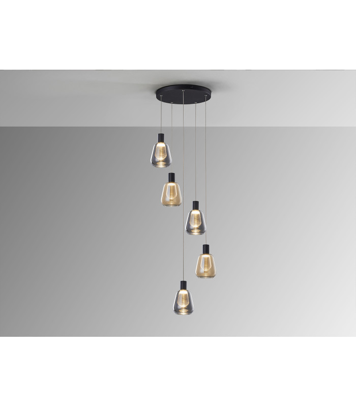 Carisa Cluster Pendant Ceiling 5 Light Black LED 3000K-3