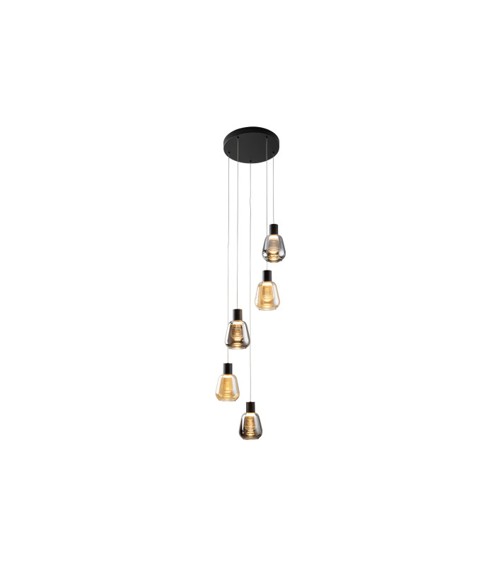 Carisa Cluster Pendant Ceiling 5 Light Black LED 3000K-4