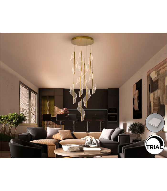 Velas Cluster Pendant Ceiling 9 Light Gold LED 3000K Dimmable-3