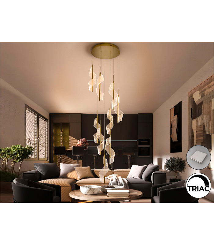 Velas Cluster Pendant Ceiling 9 Light Gold LED 3000K Dimmable-4