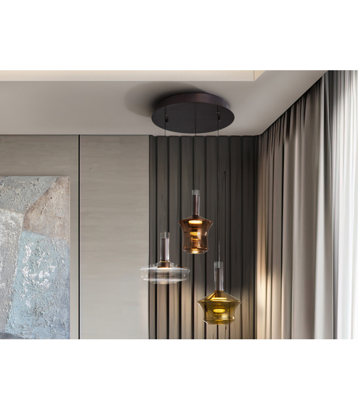 Scarlett Cluster Pendant Ceiling 3 Light Multi Colour LED 3000K-1