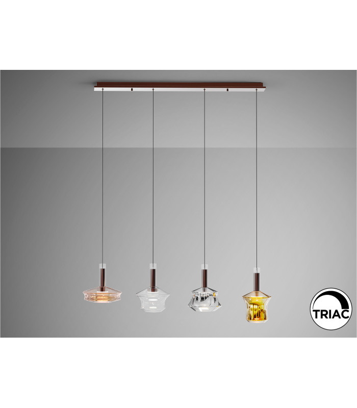 Scarlett Bar Pendant Ceiling 4 Light Multi Colour LED 3000K-3