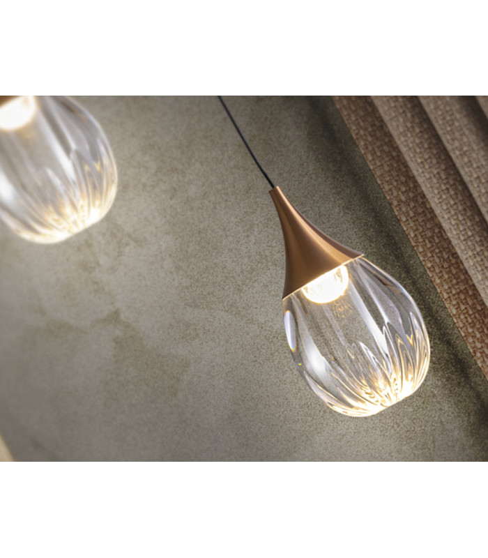 Corina Slim Pendant Ceiling Light Black Copper LED 3000K-3
