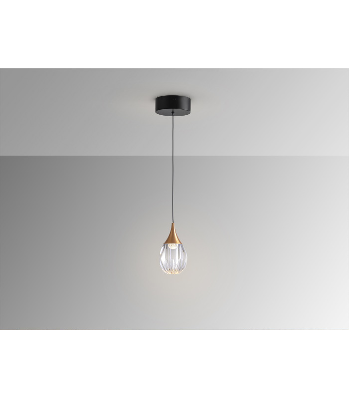 Corina Slim Pendant Ceiling Light Black Copper LED 3000K-4