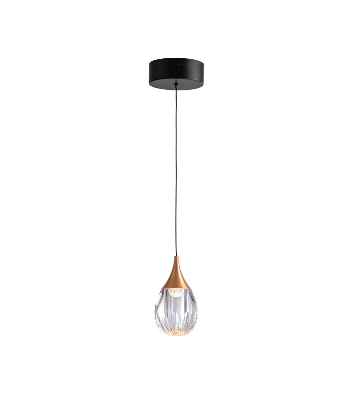 Corina Slim Pendant Ceiling Light Black Copper LED 3000K-5