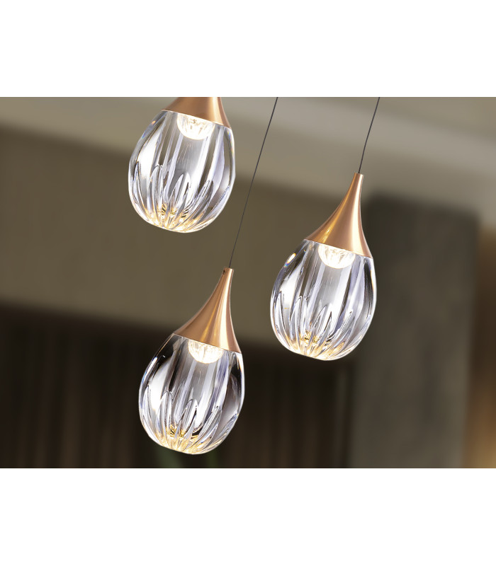 Corina Cluster Pendant Ceiling 3 Light Black Copper LED 3000K-3