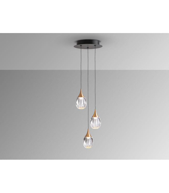 Corina Cluster Pendant Ceiling 3 Light Black Copper LED 3000K-4