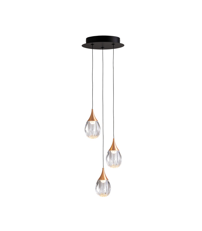 Corina Cluster Pendant Ceiling 3 Light Black Copper LED 3000K-5