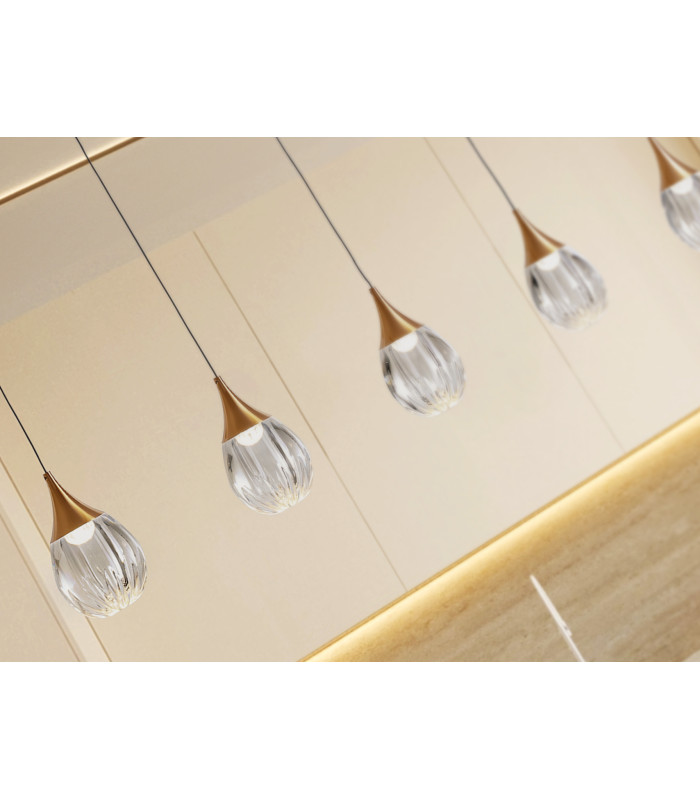 Corina Bar Pendant Ceiling 5 Light Black Copper LED 3000K-3
