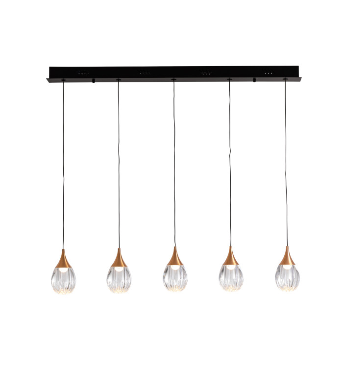 Corina Bar Pendant Ceiling 5 Light Black Copper LED 3000K-5