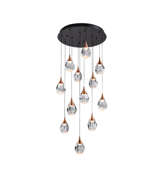 Corina Cluster Pendant Ceiling 12 Light Black Copper LED 3000K-5